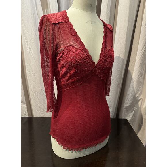 Vintage Ann Ferriday Spider Stretch Mesh And Lace Fairy Top M - Picture 2 of 4